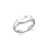 925 Sterling Silver Signet Alphabet with Northern Star Ring